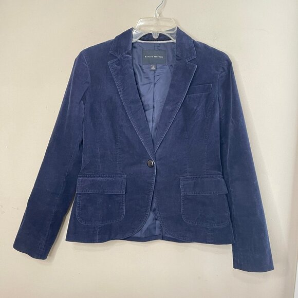 BANANA REPUBLIC Women’s Navy Blue Corduroy Blazer, Size 6 - Picture 1 of 9